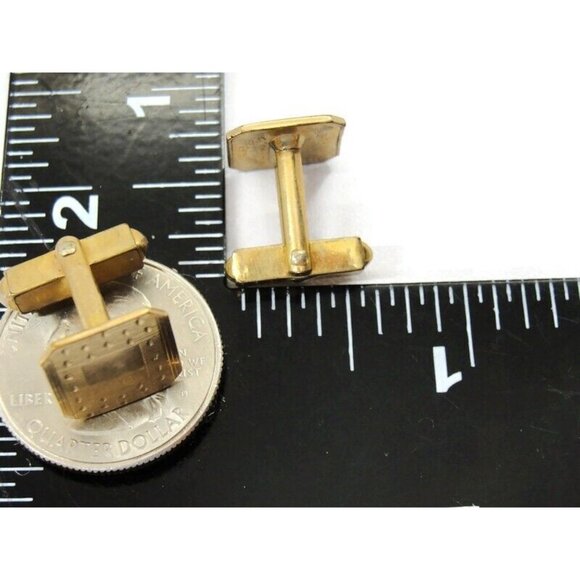 Small Etched Square Cuff Links Signed Swank 1/20 12K Gold Filled Cufflinks Vtg - Picture 6 of 12